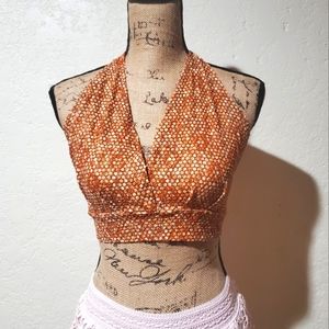 80s Retro brown pattern halter